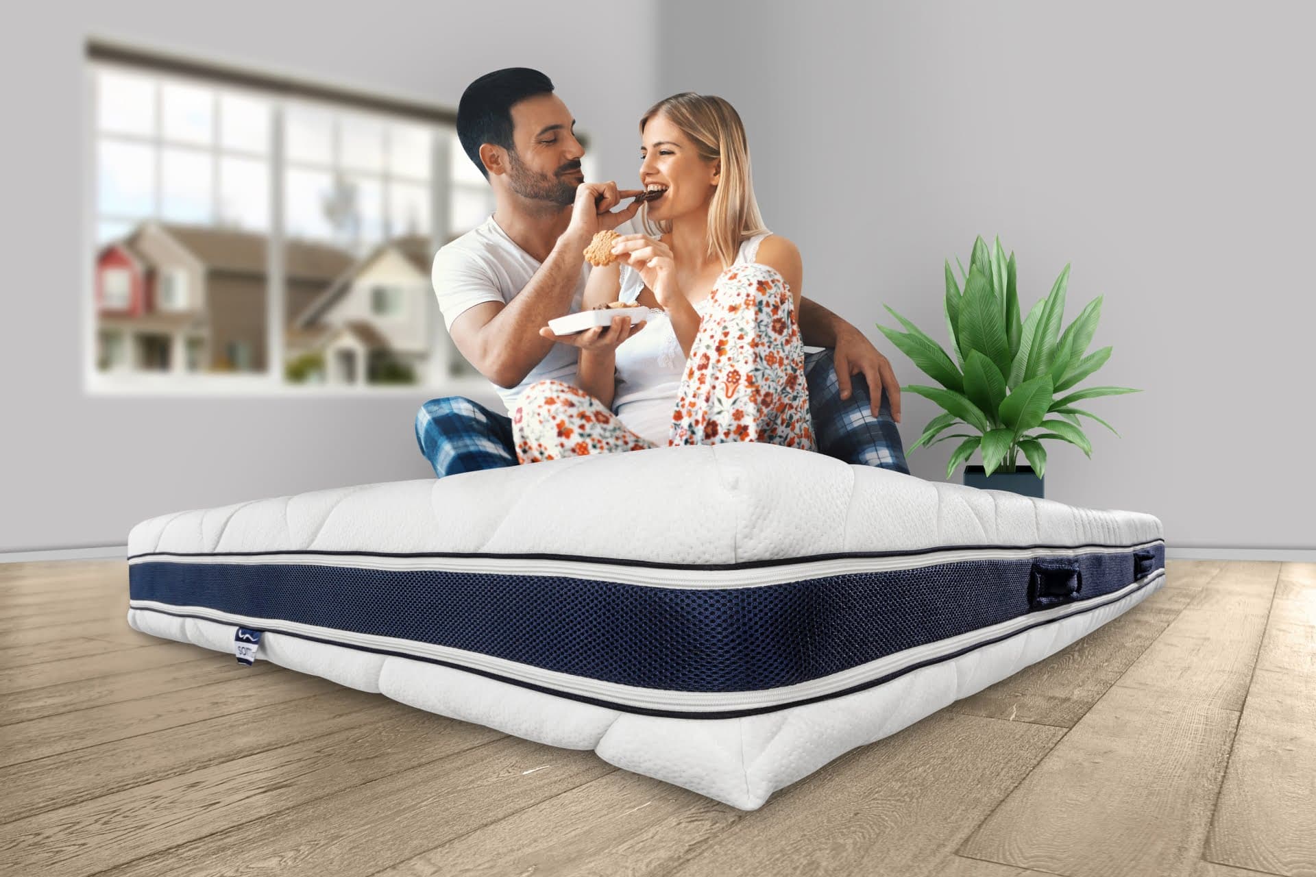 Saltea cu memorie Somnart Optimax Memory 90x200, inaltime 18cm, husa 3D detasabila si lavabila, rulata, cu manere, fermitate medie - 8