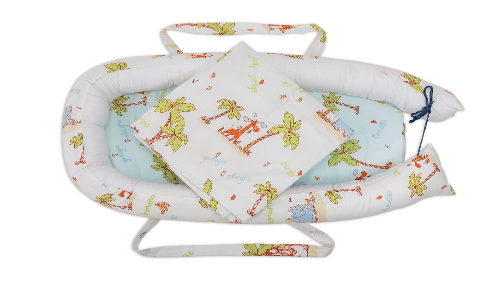 Baby Nest Somnart: Cosulet bebelusi + Salteluta 42x84x2 cm + Paturica 70x70 cm model Jungle - 4