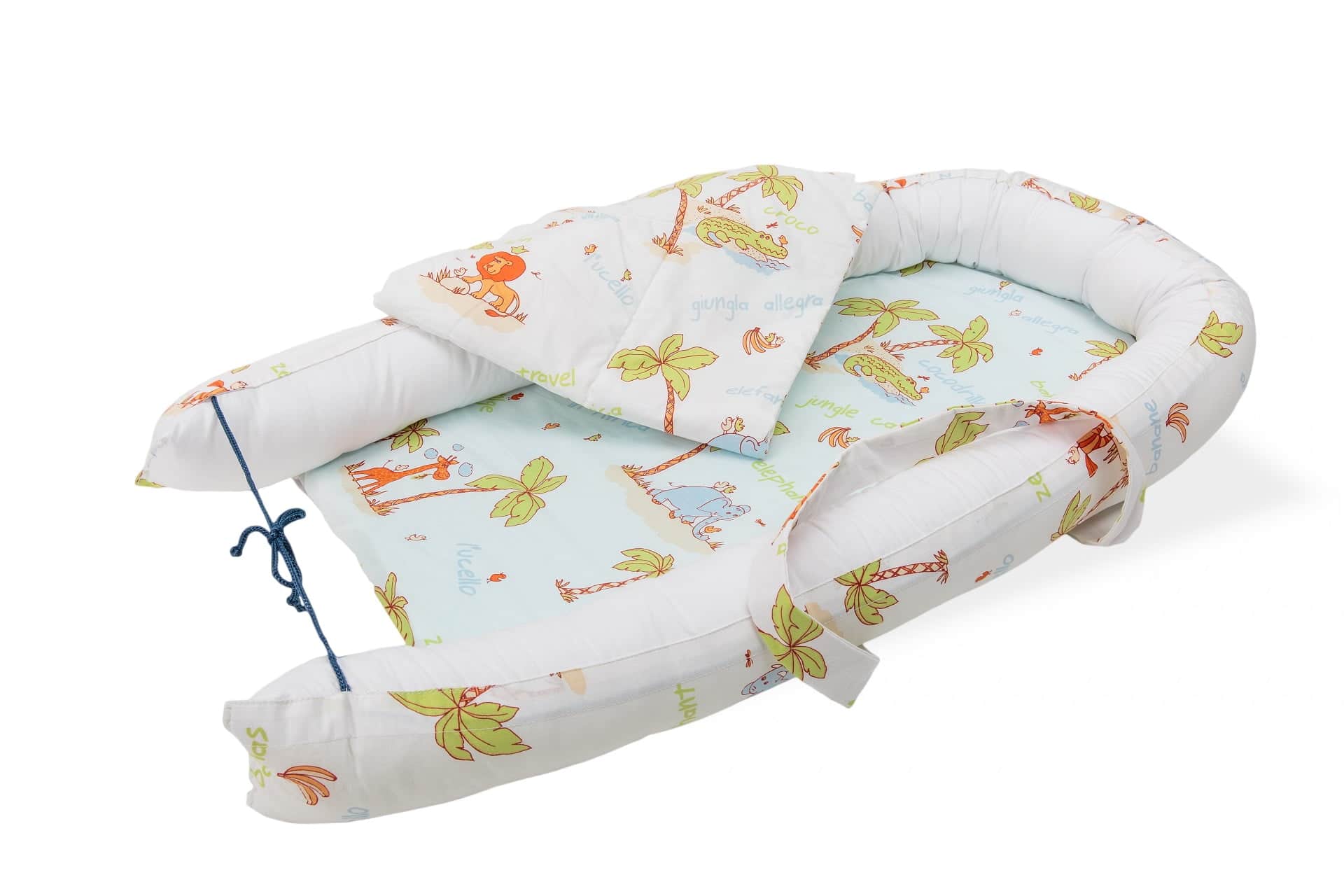 Baby Nest Somnart: Cosulet bebelusi + Salteluta 42x84x2 cm + Paturica 70x70 cm model Jungle - 5