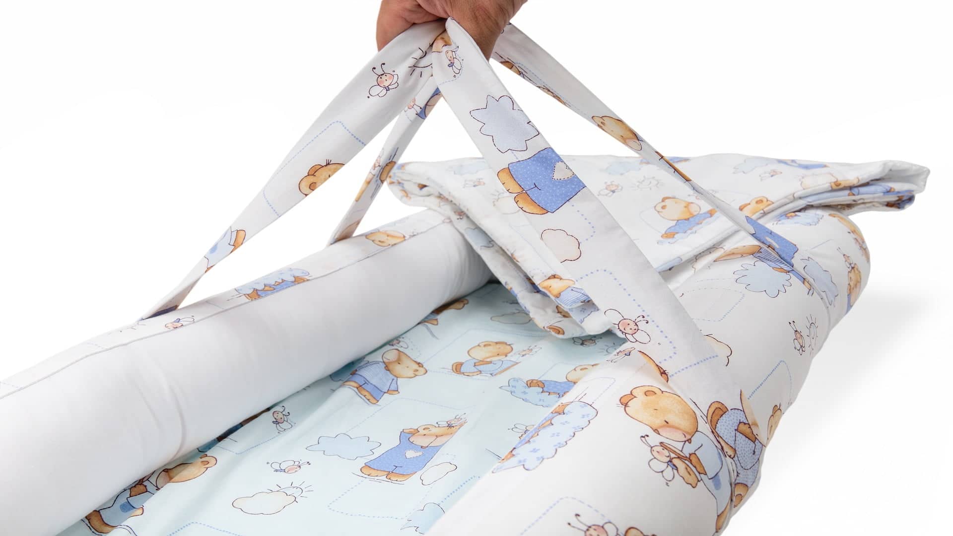 Baby Nest Somnart: Cosulet bebelusi + Salteluta 42x84x2 cm + Paturica 70x70 cm model Ursuleti - 2