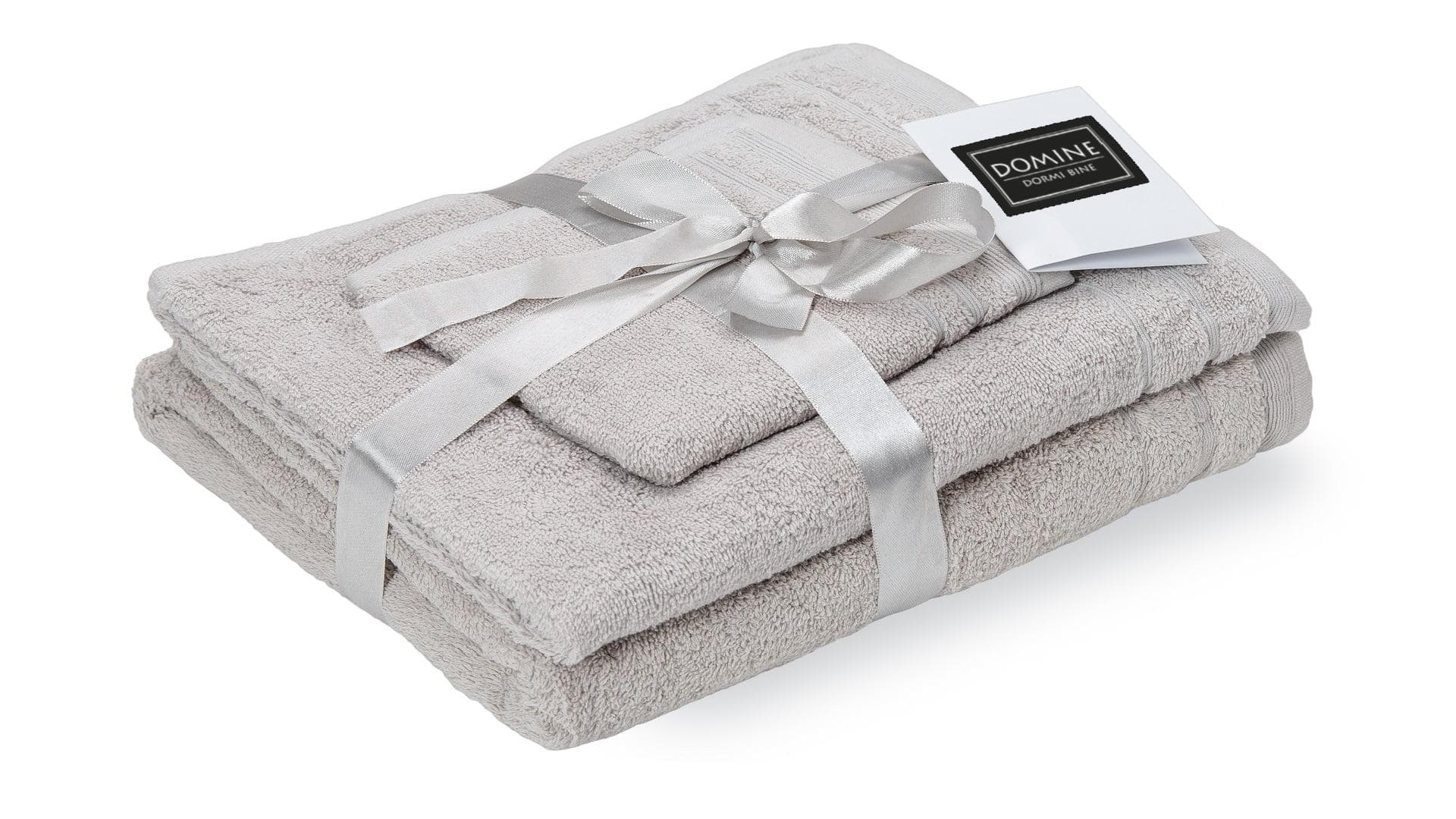 Set prosoape bumbac Domine 600gsm de fata 50x90 cm + de corp 70x140 + de maini 30x50 cm - gri - 4