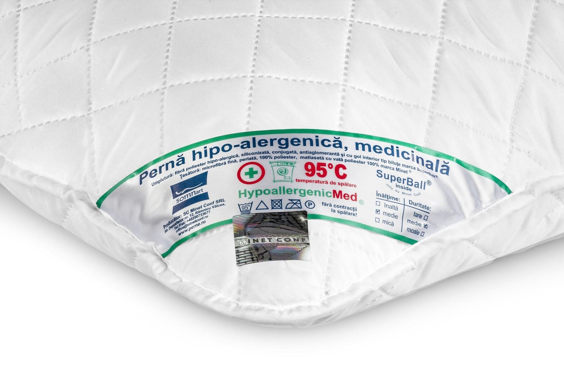 Perna Somnart HypoallergenicMed, lavabila la 95°C - 40 x 40 cm - 10