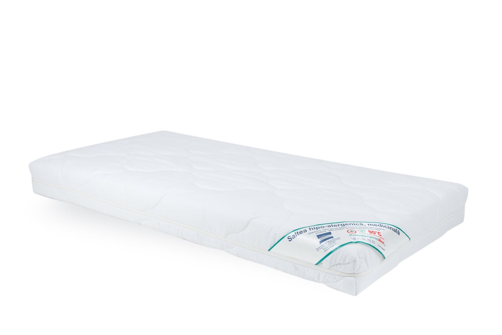 Saltea cu spumă poliuretanică Somnart HypoallergenicMed 70x140, înălțime 10 cm, ortopedică, pentru bebeluși și copii, husă detașabilă, fermitate medie - 8