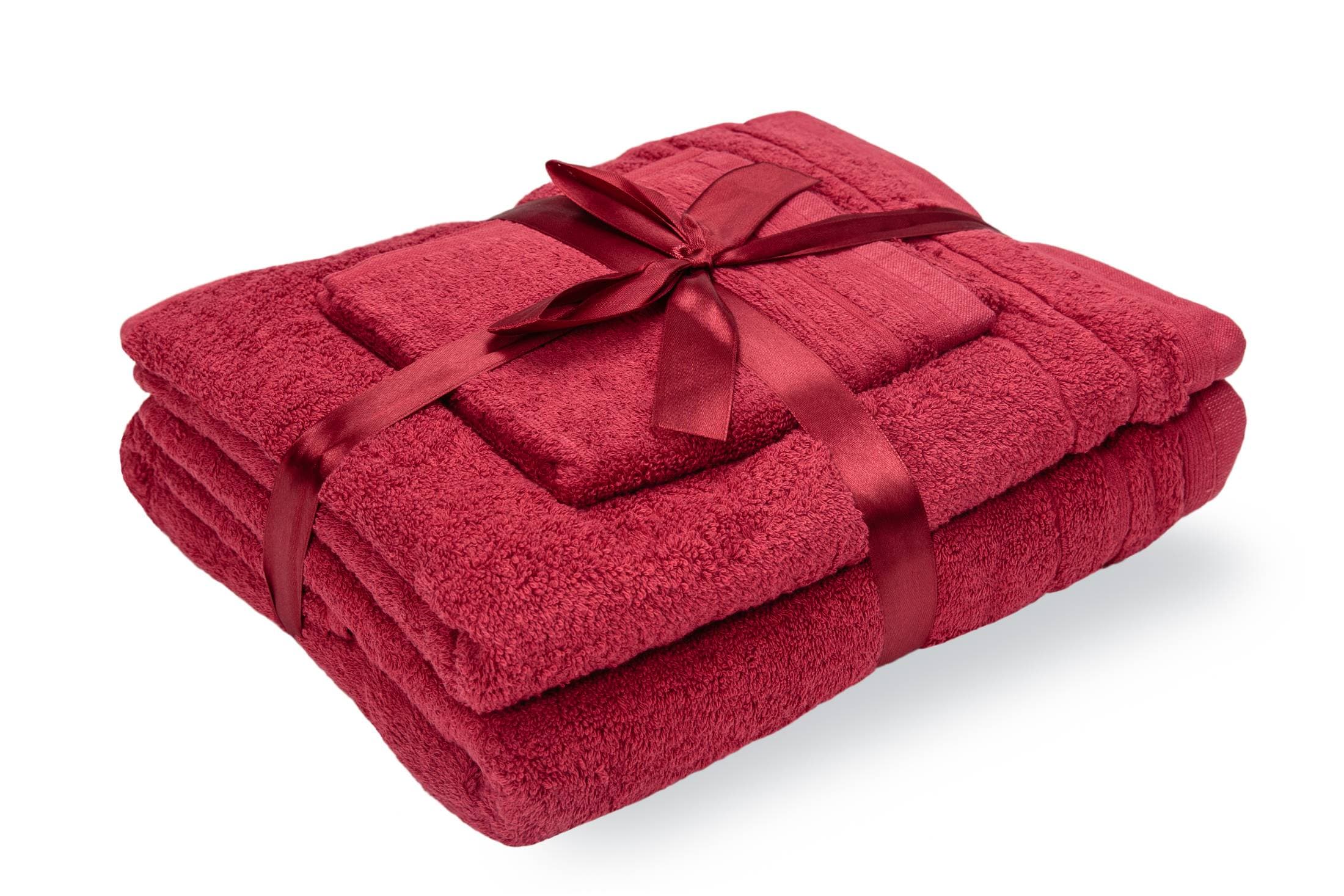 Set prosoape bumbac Somnart, 600gsm, de fata 50x90 cm + de corp 70x140 + de maini 30x50 cm - bordeaux - 9