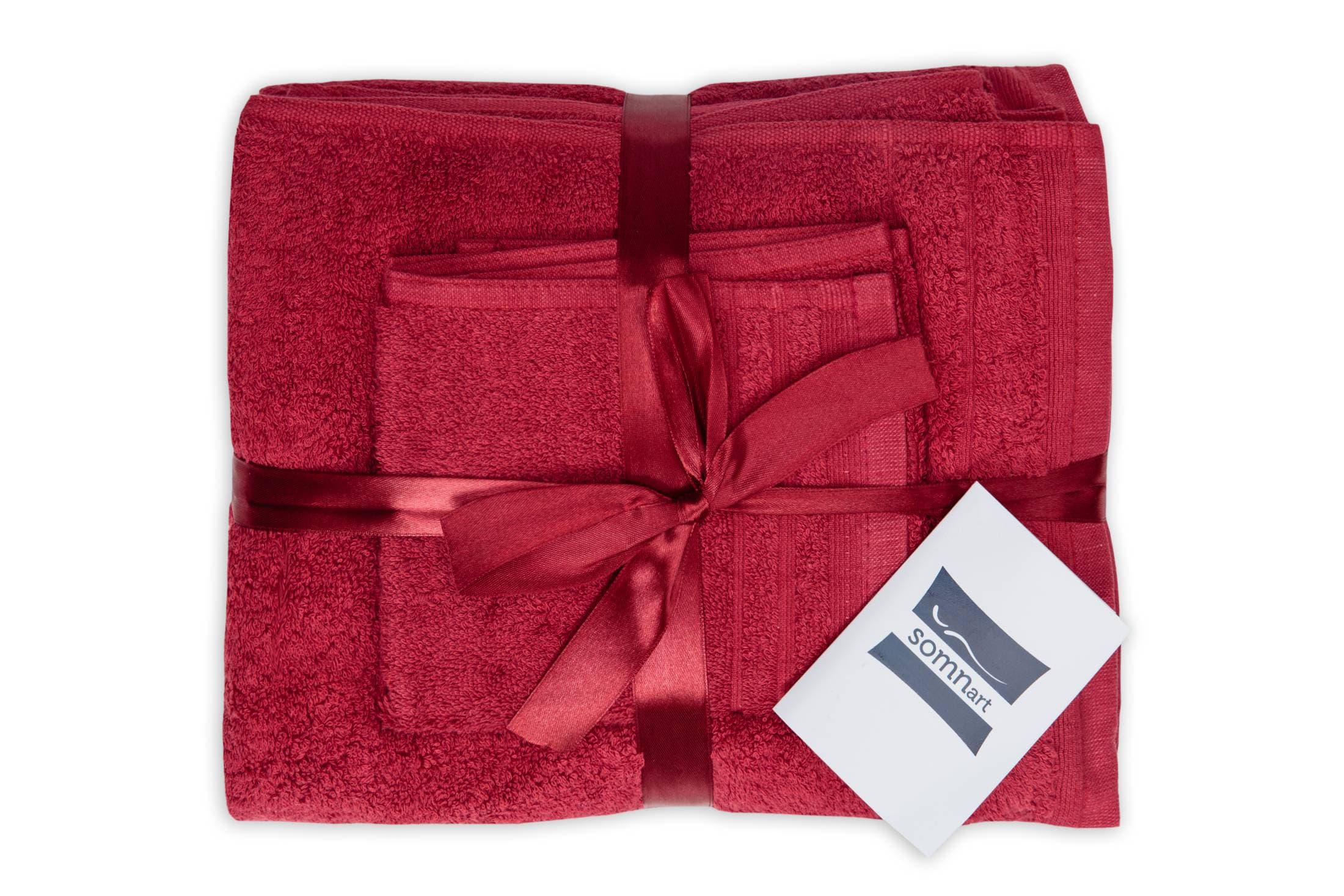 Set prosoape bumbac Somnart, 600gsm, de fata 50x90 cm + de corp 70x140 + de maini 30x50 cm - bordeaux - 8