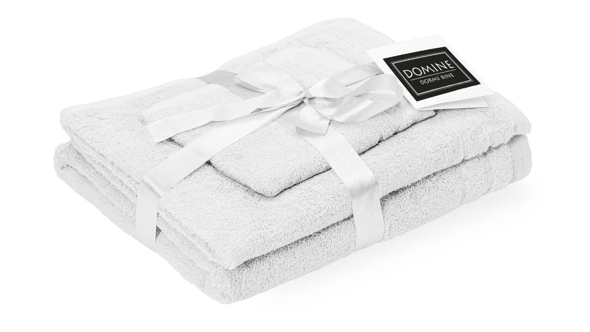 Set prosoape bumbac DOMINE, 600gsm, de fata 50x90 cm + de corp 70x140 + de maini 30x50 cm - alb optic - 4