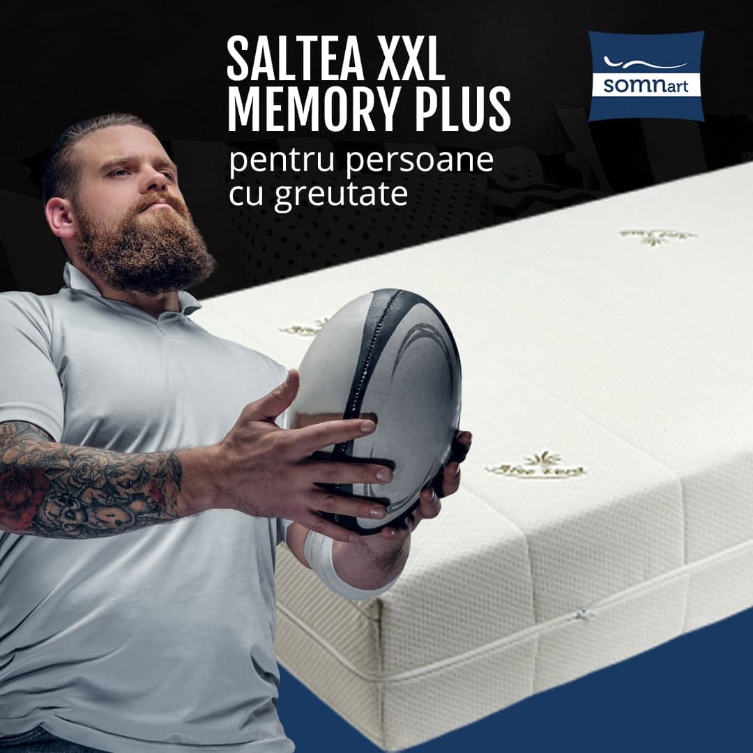 Saltea cu memorie Somnart XXL Memory Plus 140x200, înălțime 25 cm, pentru persoane supraponderale, husă Aloe Vera detașabilă, rulată, fermitate mare - 12