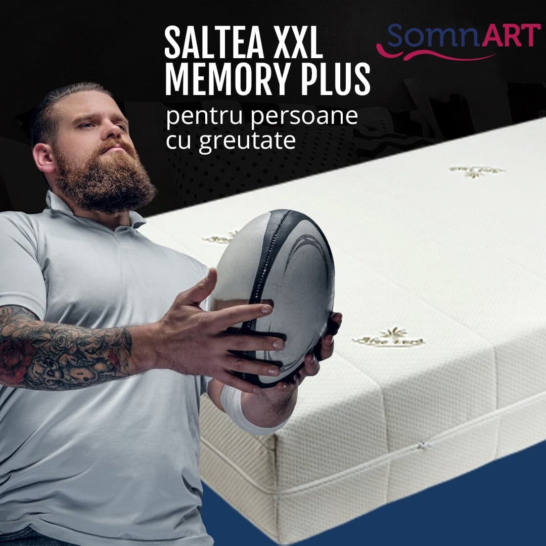Saltea cu memorie Somnart XXL Memory Plus 160x200, înălțime 25 cm, pentru persoane supraponderale, husă Aloe Vera detașabilă, rulată, fermitate mare - 12