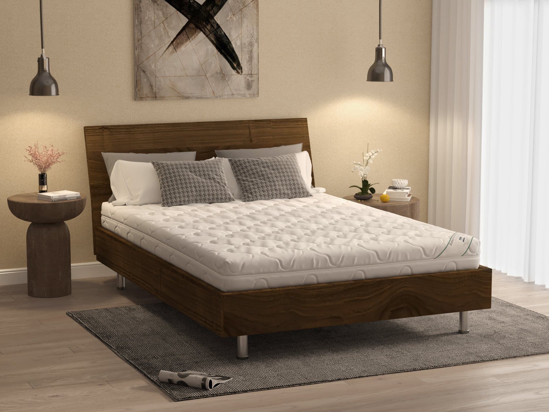 Saltea cu spumă poliuretanică Somnart HypoallergenicMed Bumbac 160x190, înălțime 16 cm, hipoalergenică, husă cu fermoar, rulată, fermitate medie - 16