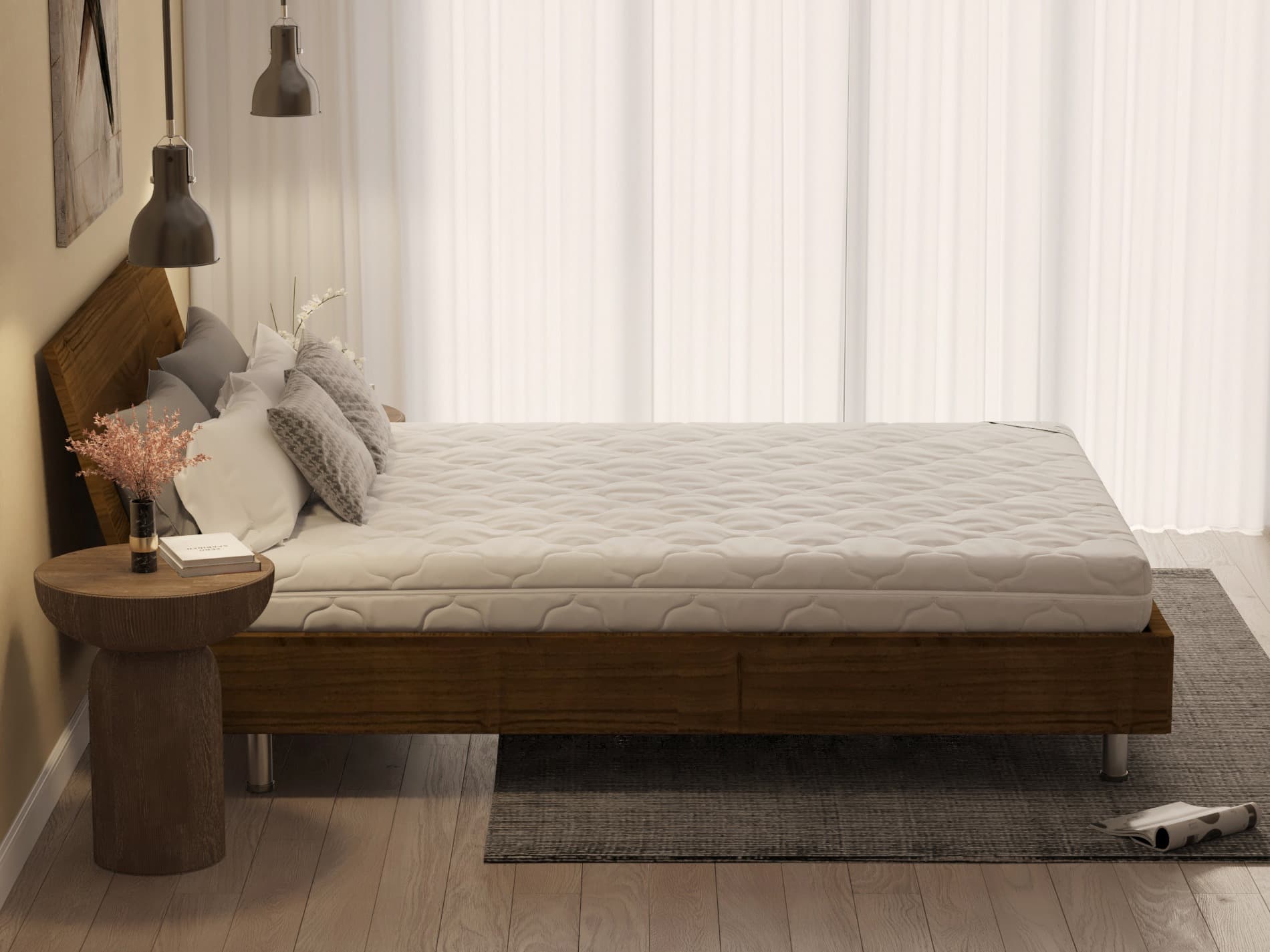 Saltea cu spumă poliuretanică Somnart HypoallergenicMed Bumbac 160x190, înălțime 16 cm, hipoalergenică, husă cu fermoar, rulată, fermitate medie - 12