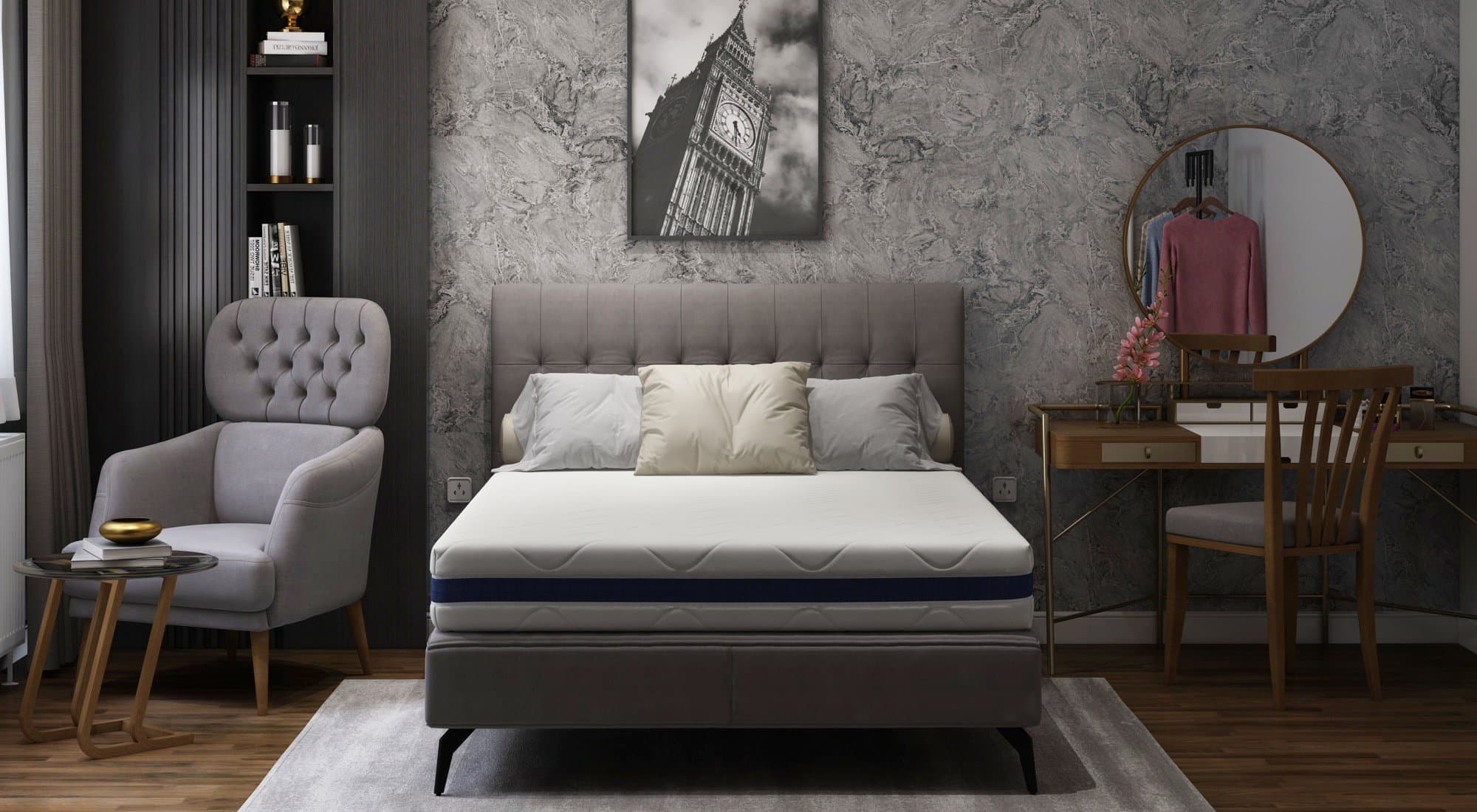 Saltea cu memorie Somnart Optimax Memory 180x190, inaltime 18cm, husa 3D detasabila si lavabila, rulata, cu manere, fermitate medie - 12