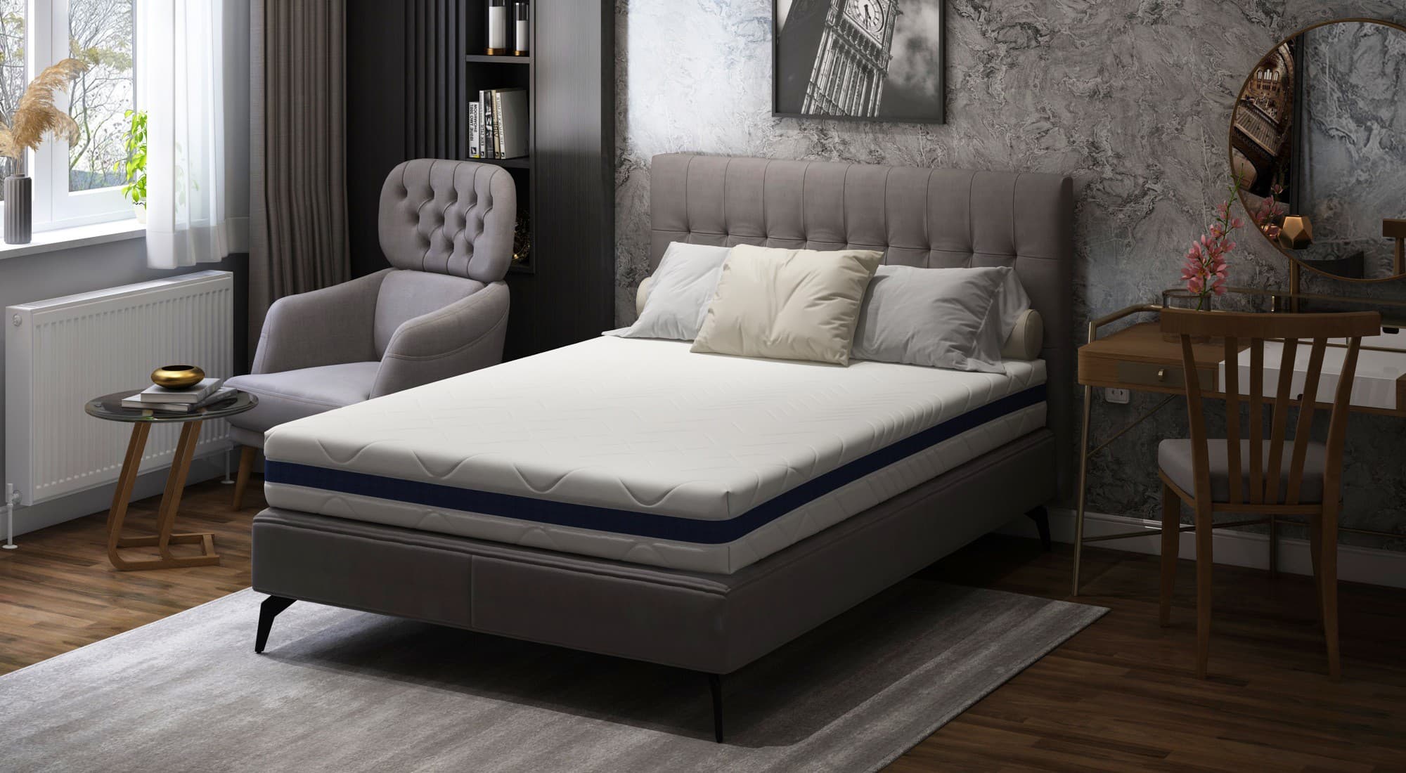 Saltea cu memorie Somnart Optimax Memory 180x190, inaltime 18cm, husa 3D detasabila si lavabila, rulata, cu manere, fermitate medie - 8