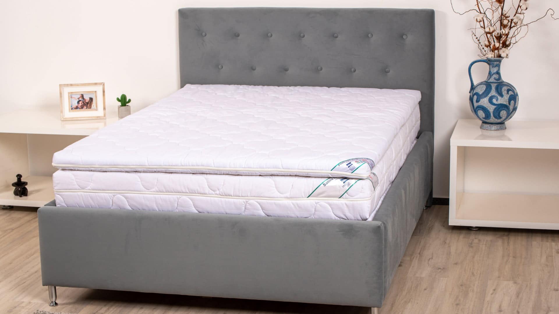 Topper cu memorie, husa bumbac, detasabila, spalare la 90°C, HypoallergenicMed Somnart, 140x190 cm - 3