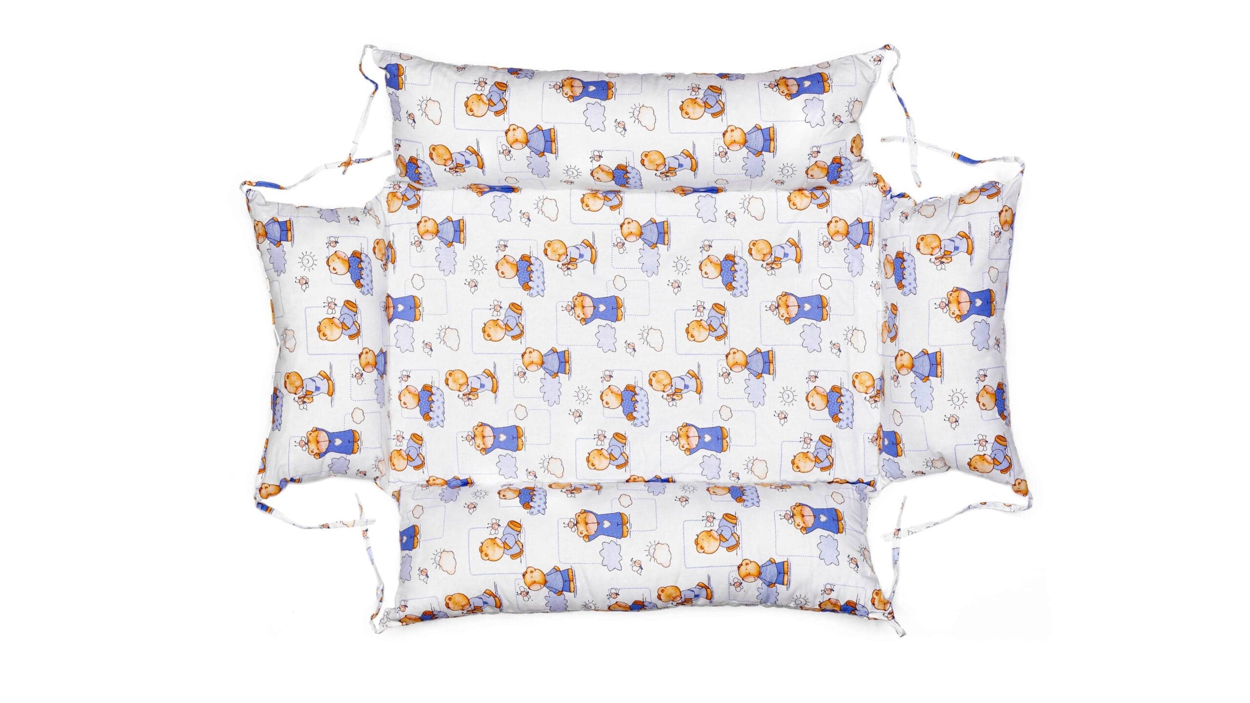 Set reductor bebe nest + paturica + pernuta pentru formarea capului bebelusului SomnArt, model fluturi, Bleu - 4