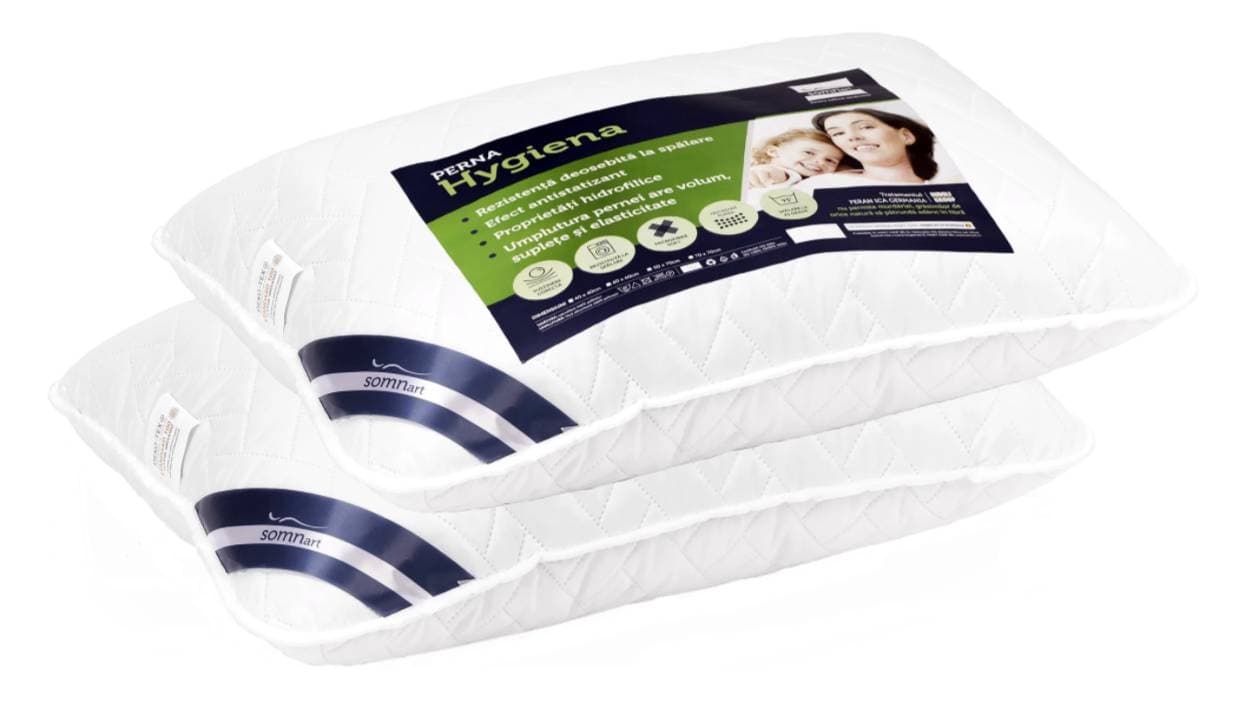 Set 2 perne Hygiena Somnart, 50x70 cm, Antistatizanta, Hidrofilica, lavabile la 95°C - 2