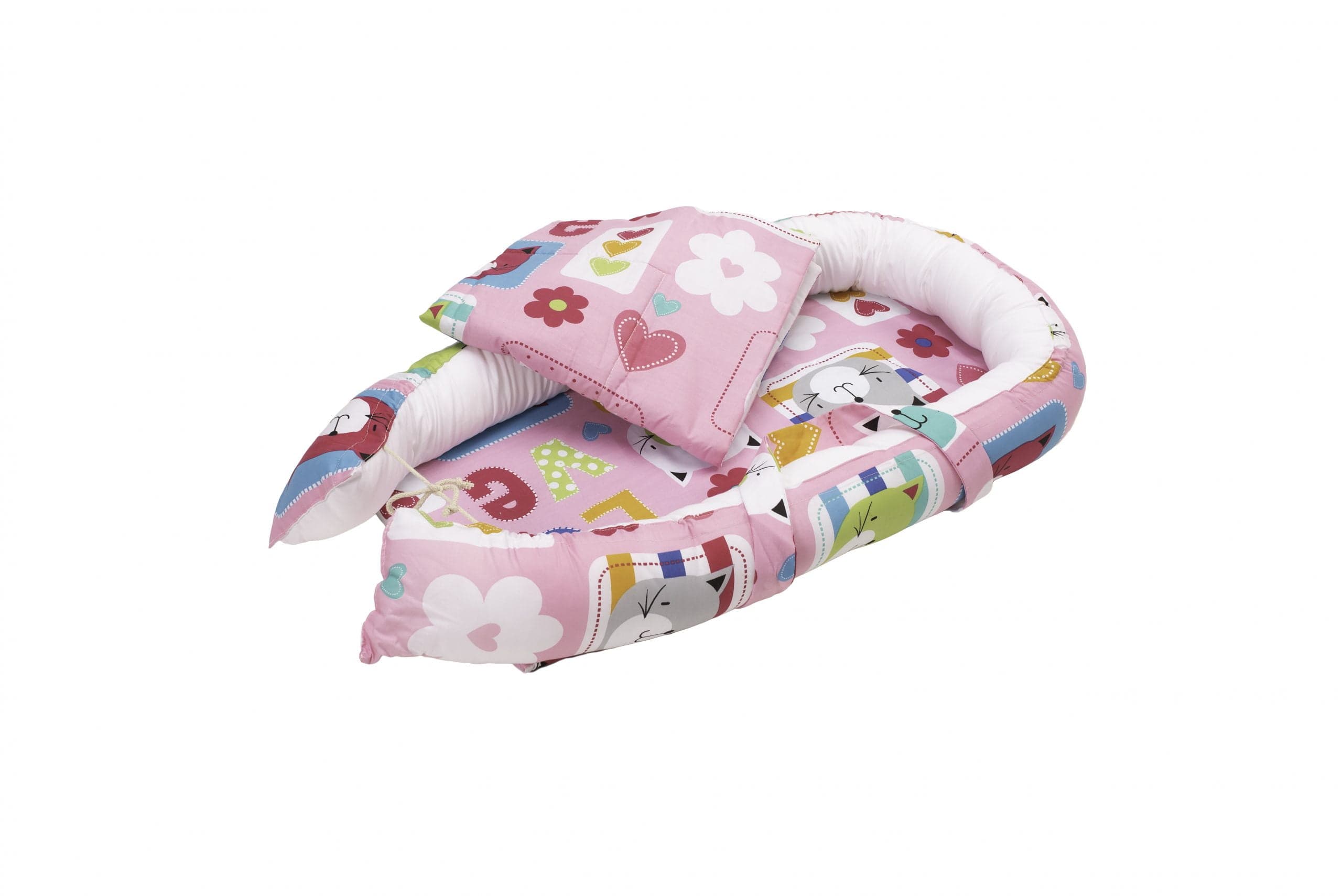 Baby Nest Somnart: Cosulet bebelusi + Salteluta 42x84x2 cm + Paturica 70x70 cm model Flori - 2