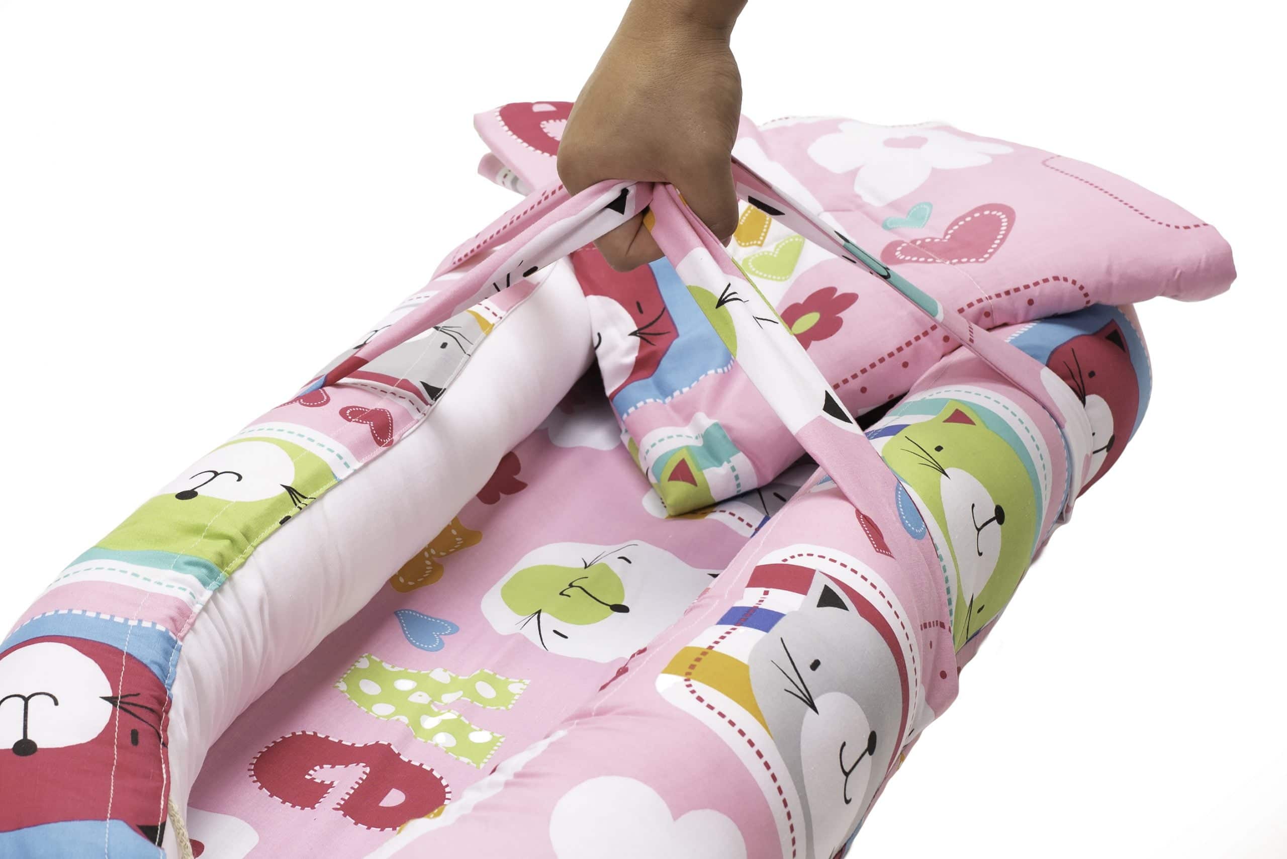 Baby Nest Somnart: Cosulet bebelusi + Salteluta 42x84x2 cm + Paturica 70x70 cm model Flori - 3