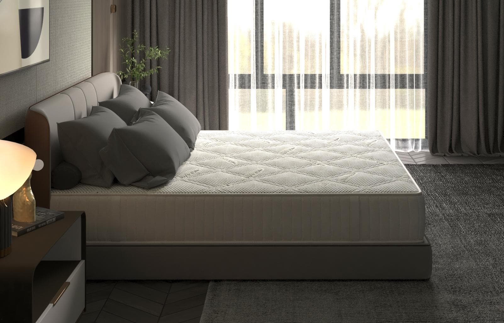 Saltea cu memorie Somnart Silver Relax 160x200, înălțime 24 cm, husă cu ioni de argint, cu mânere, fermitate medie - 12
