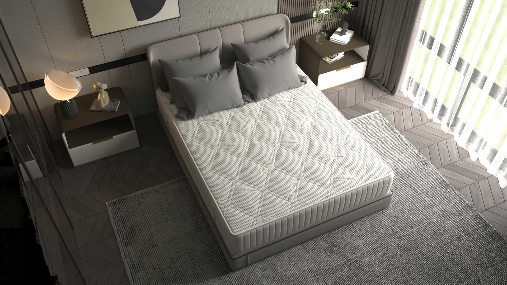 Saltea cu memorie Somnart Silver Relax 160x200, înălțime 24 cm, husă cu ioni de argint, cu mânere, fermitate medie - 15