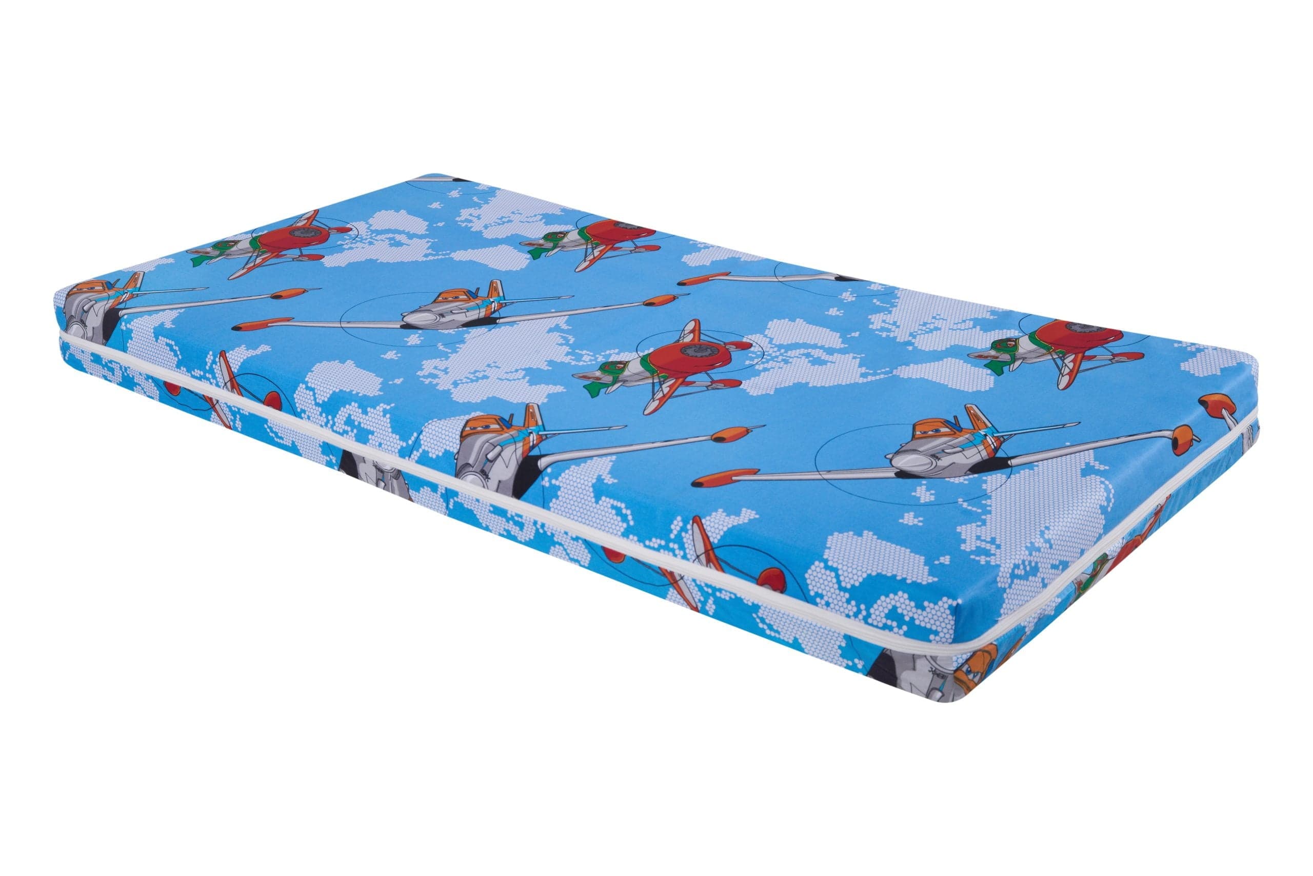 Saltea cu spumă poliuretanică Somnart Ortopedică 60x120, înălțime 10 cm, pentru bebeluși și copii, husă impermeabilă, fermitate medie, model aviator - 9