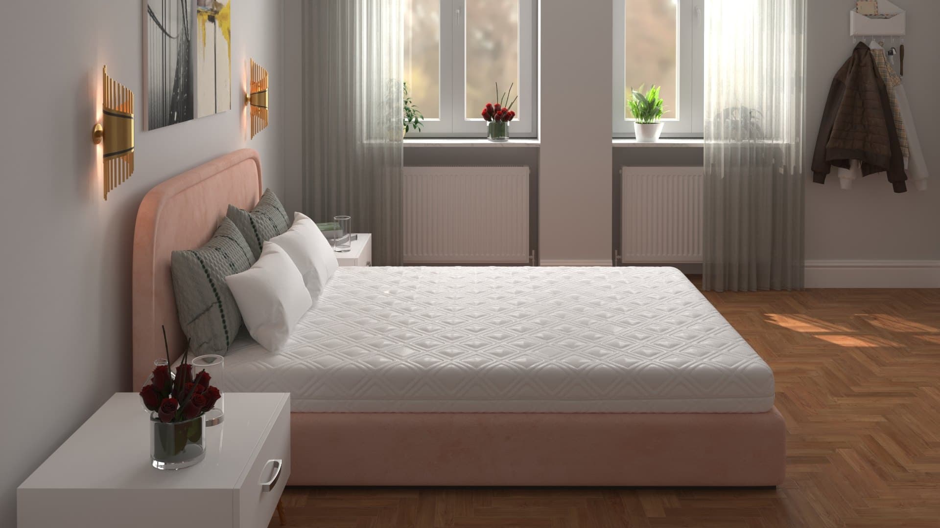 Saltea cu spumă poliuretanică 7 Zone SOMNART 140x200, înălțime 17 cm, ortopedică, husă detașabilă cu fermoar, fermitate medie - 17