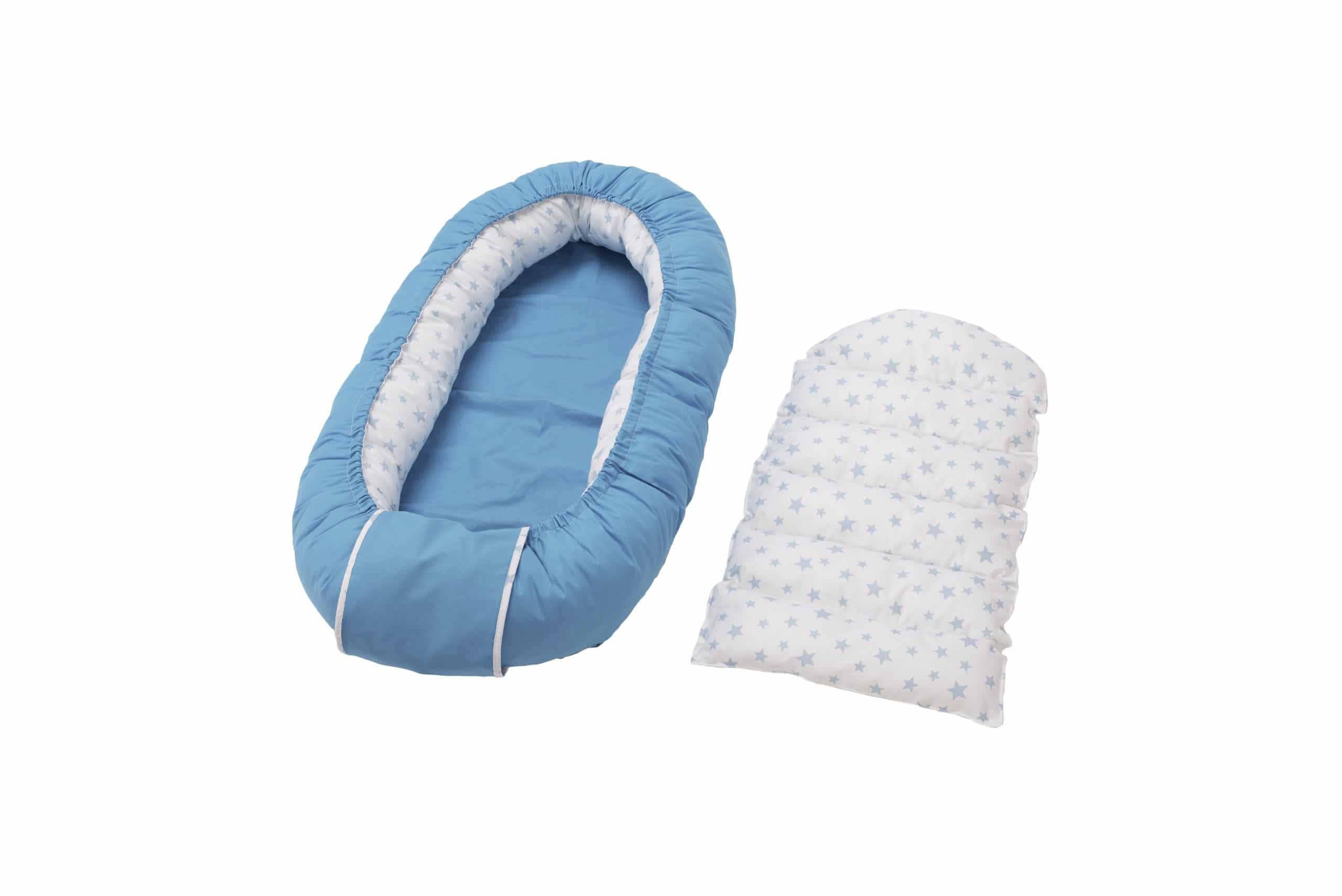 Cuib bebelusi pozitionator SomnArt baby nest, 94x60cm, albastru - 2