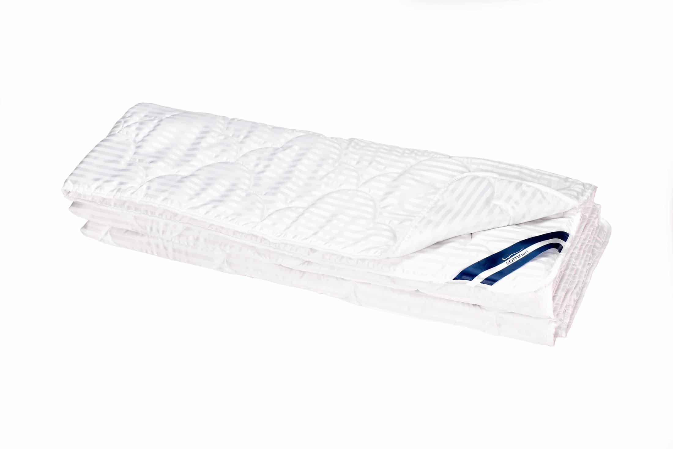 Pilota 150x200 cm microfibra striata alba matlasata, Somnart, 200 g, de vara, model lacrimi - 4