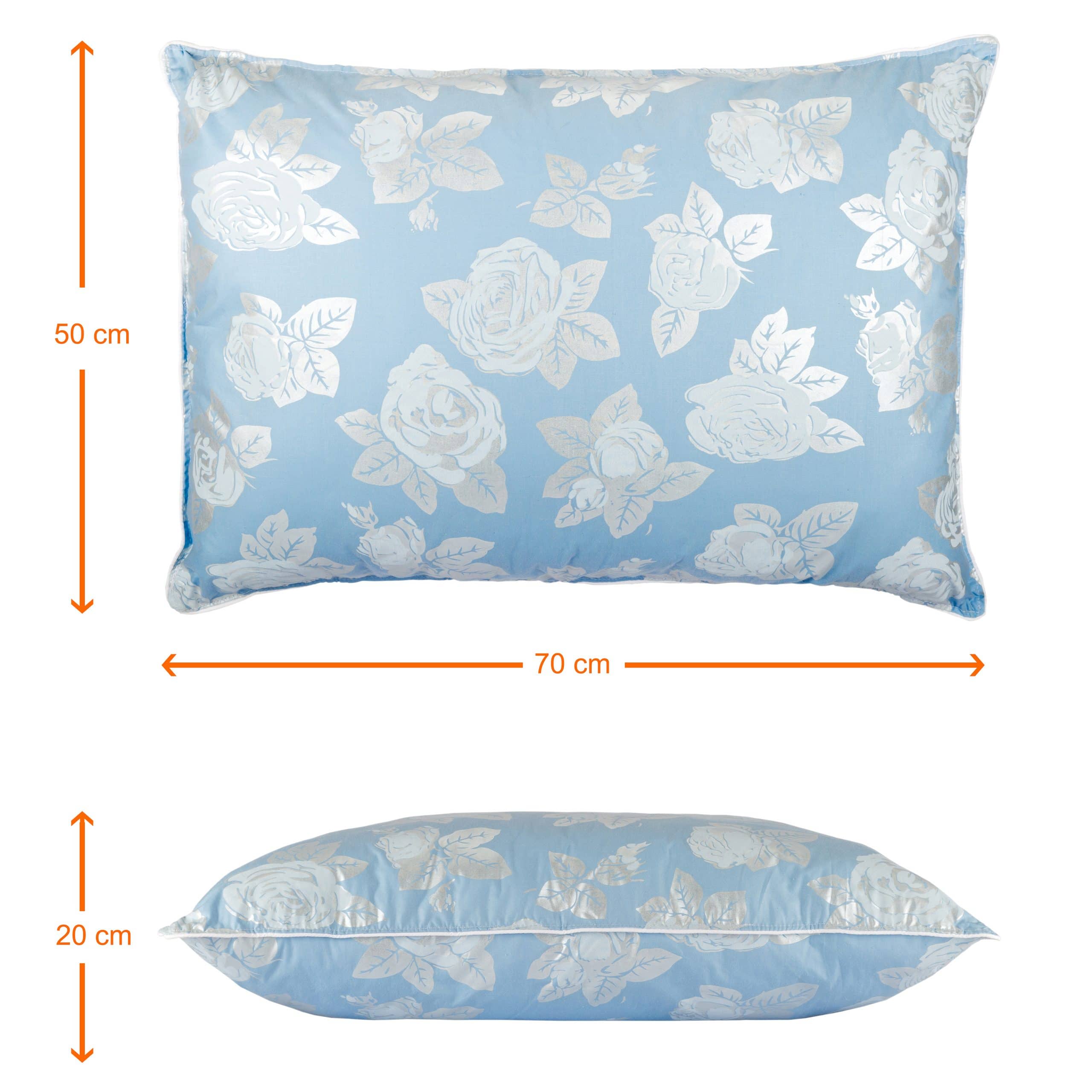 Perna SOMNART, 50x70 cm, umplutura pene 90%, puf 10%, bumbac 100%, model floral bleu - 2