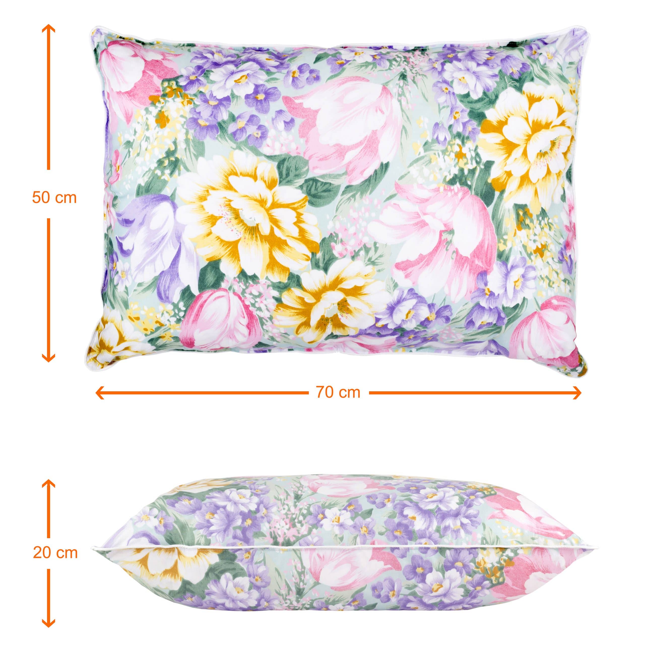 Perna SOMNART, 50x70 cm, umplutura pene 90%, puf 10%, bumbac 100%, model floral multicolor - 2