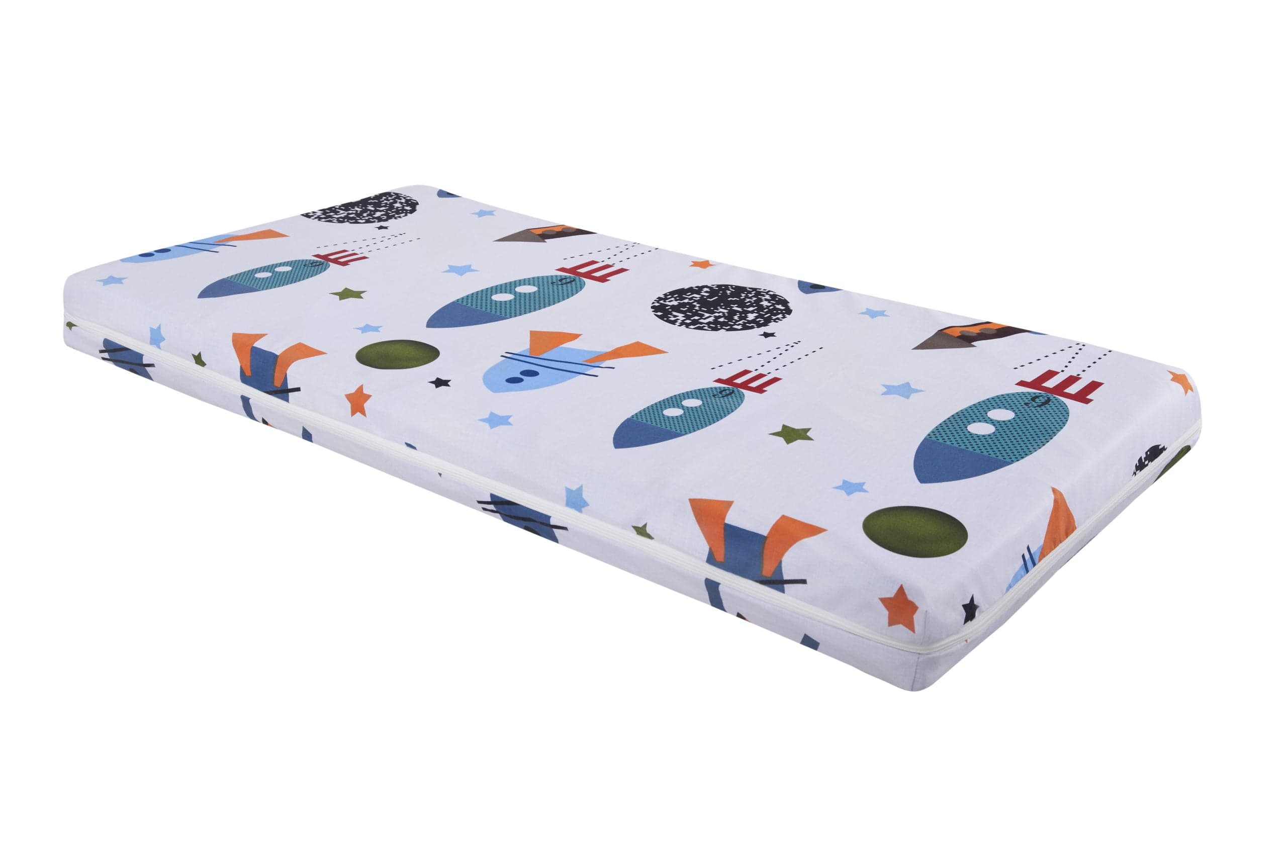 Saltea cu memorie Somnart Memory 70x140, înălțime 10 cm, pentru bebeluși și copii, husă impermeabilă, fermitate medie, model rachete - 5