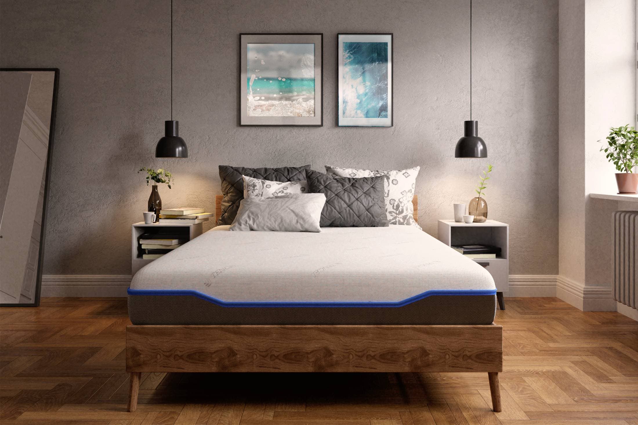 Saltea cu memorie și arcuri individuale Domine Tencel Ultra Pocket Multilayer 90x200, înălțime 24 cm, husă detașabilă, fermitate medie - 7
