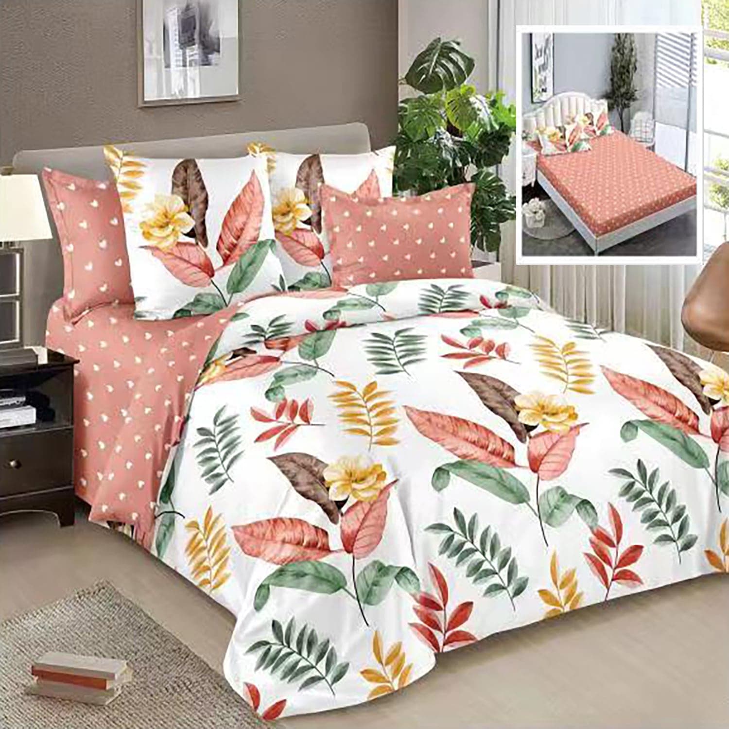 Lenjerie de pat finet 6 piese, cearceaf pat cu elastic, cearceaf pilota 200x230, 2 fete perna 50x70, 2 fete perna 70x70, Extra, Albastru geometric - 2