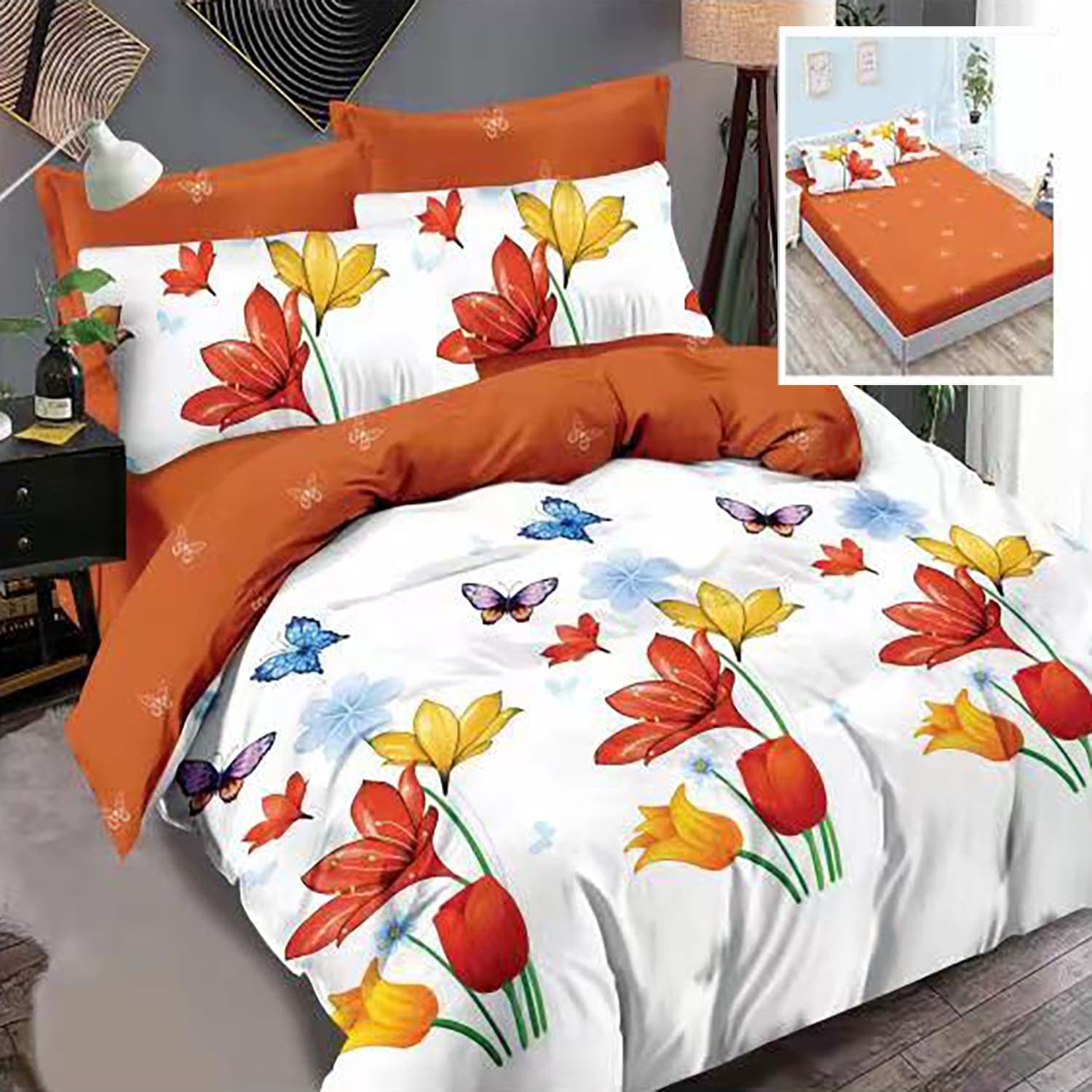Lenjerie de pat finet 6 piese, cearceaf pat cu elastic, cearceaf pilota 200x230, 2 fete perna 50x70, 2 fete perna 70x70, Extra, Bleumarin - 2
