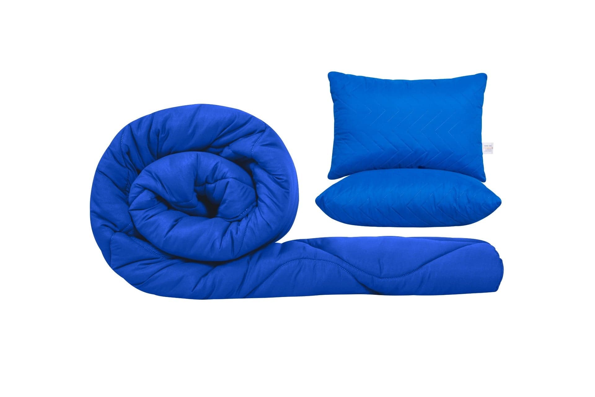 Set SomnART Coral, Pilota 200x220 cm si 2 perne 50x70 cm Blue