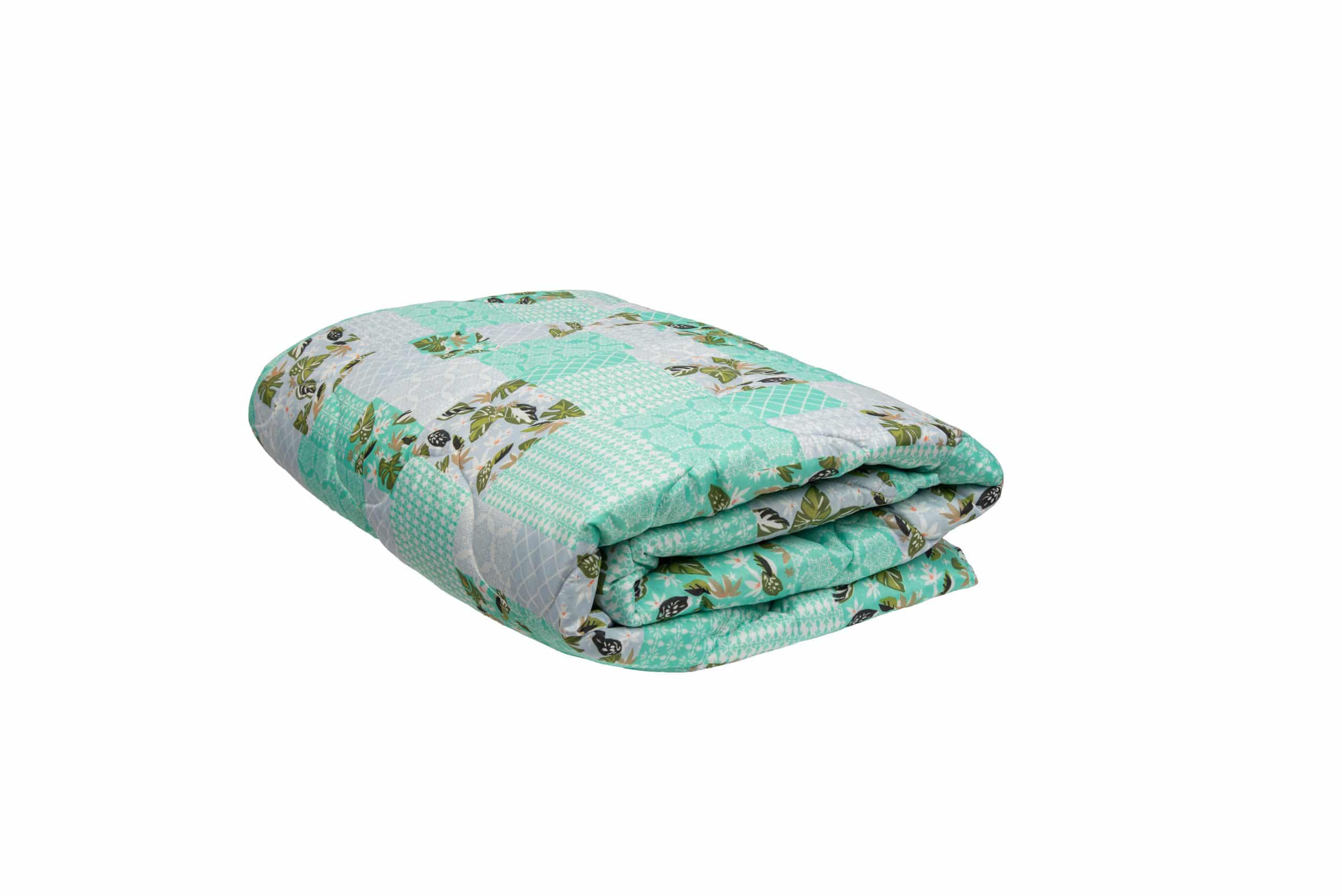 Set pilota primavara/vara si 1 perna Viseo Green Flowers SomnART, microfibra, 150 g/mp, 150x200 cm + 50x70 cm - 2