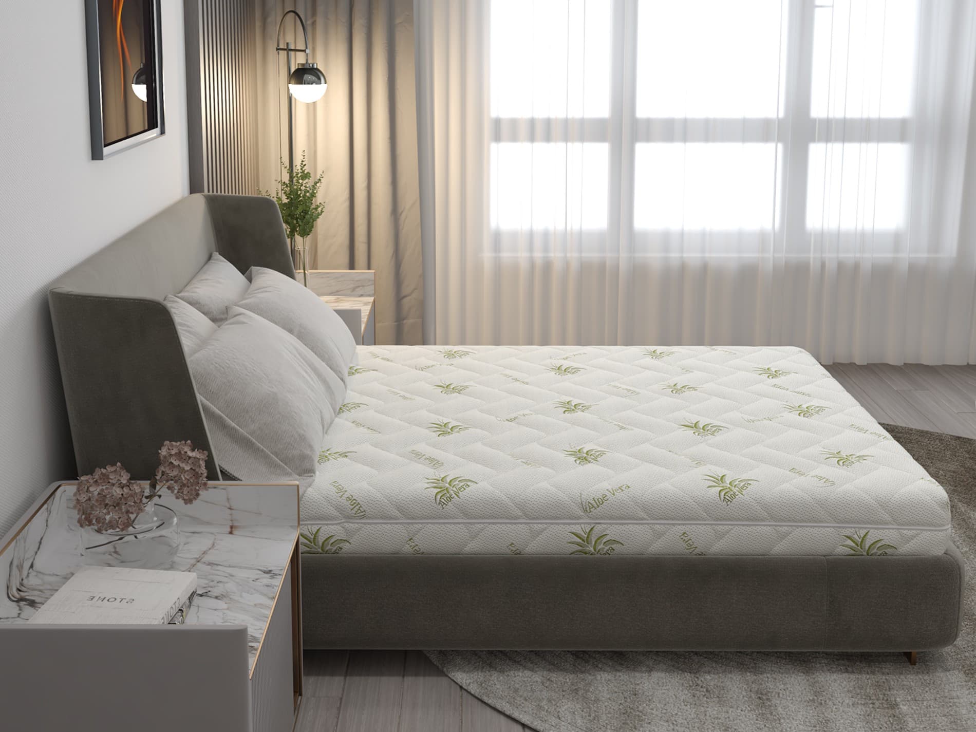 Saltea cu spumă poliuretanică SomnART FermiMax Aloe Vera 120x200, înălțime 15 cm, anatomică, husa lavabilă și detașabilă cu fermoar, rulată, fermitate ridicată - 12