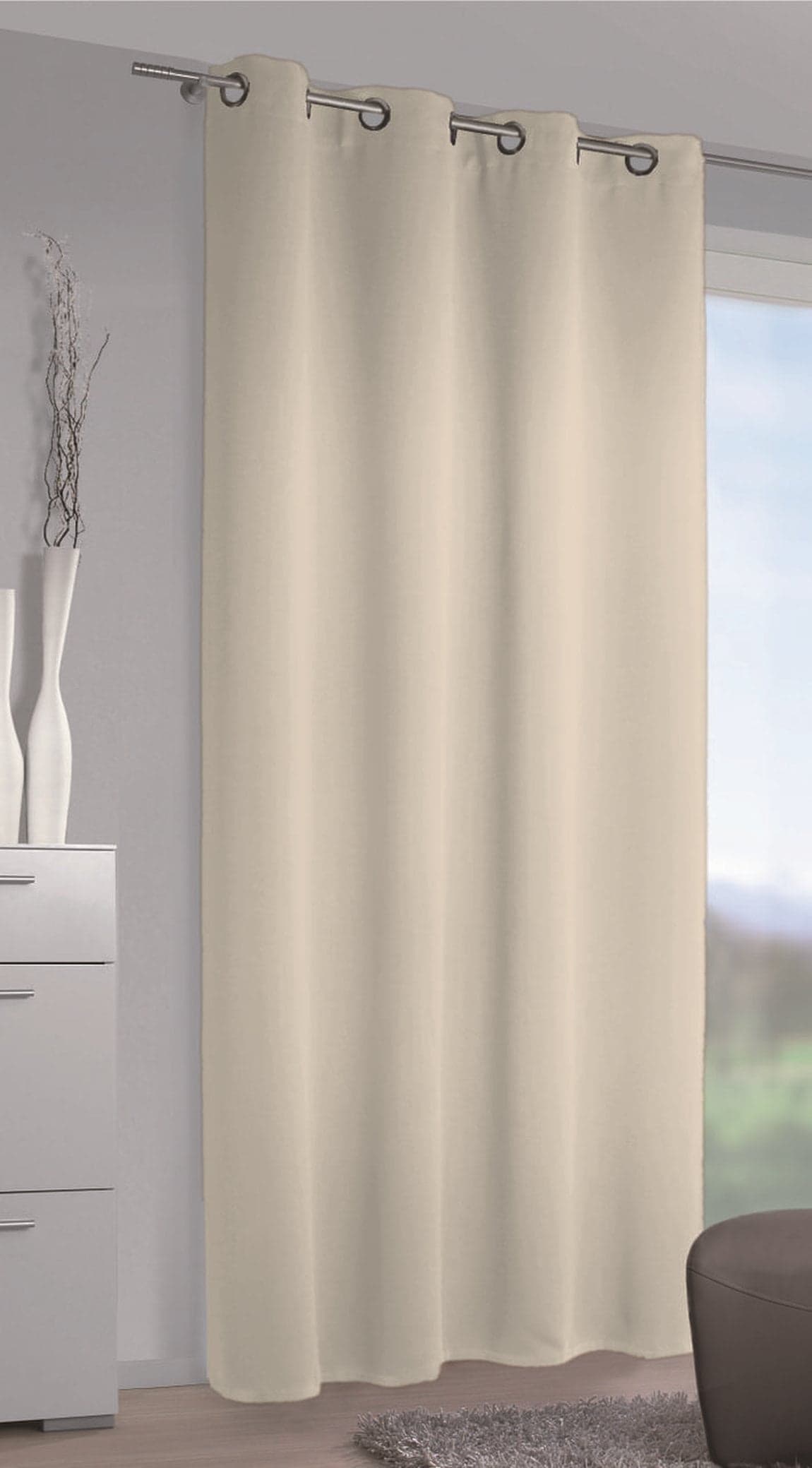 Draperie dimout, cu inele, Mia Dimout, L140 x H245, champaigne