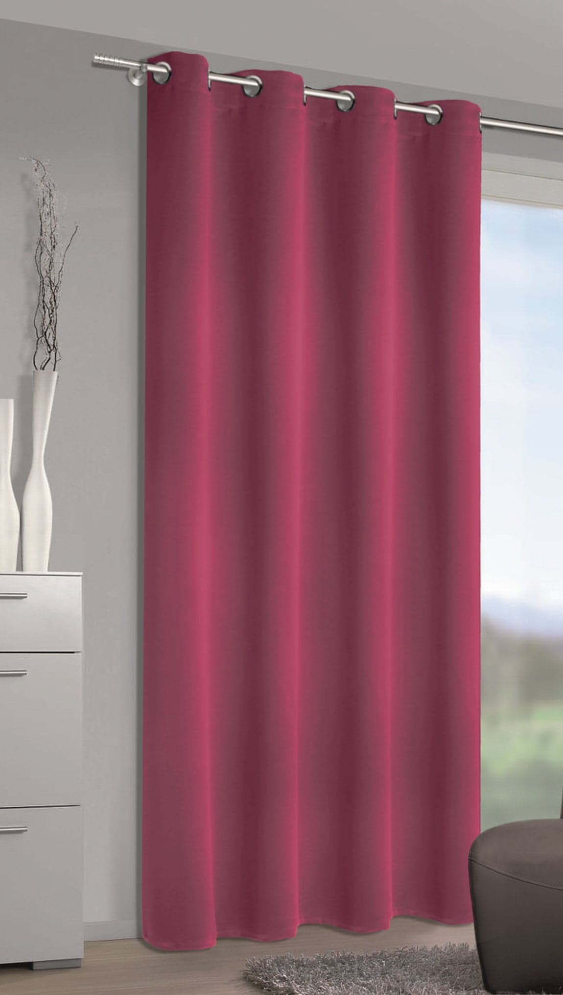 Draperie dimout, cu inele, Mia Dimout, L140 x H245, magenta