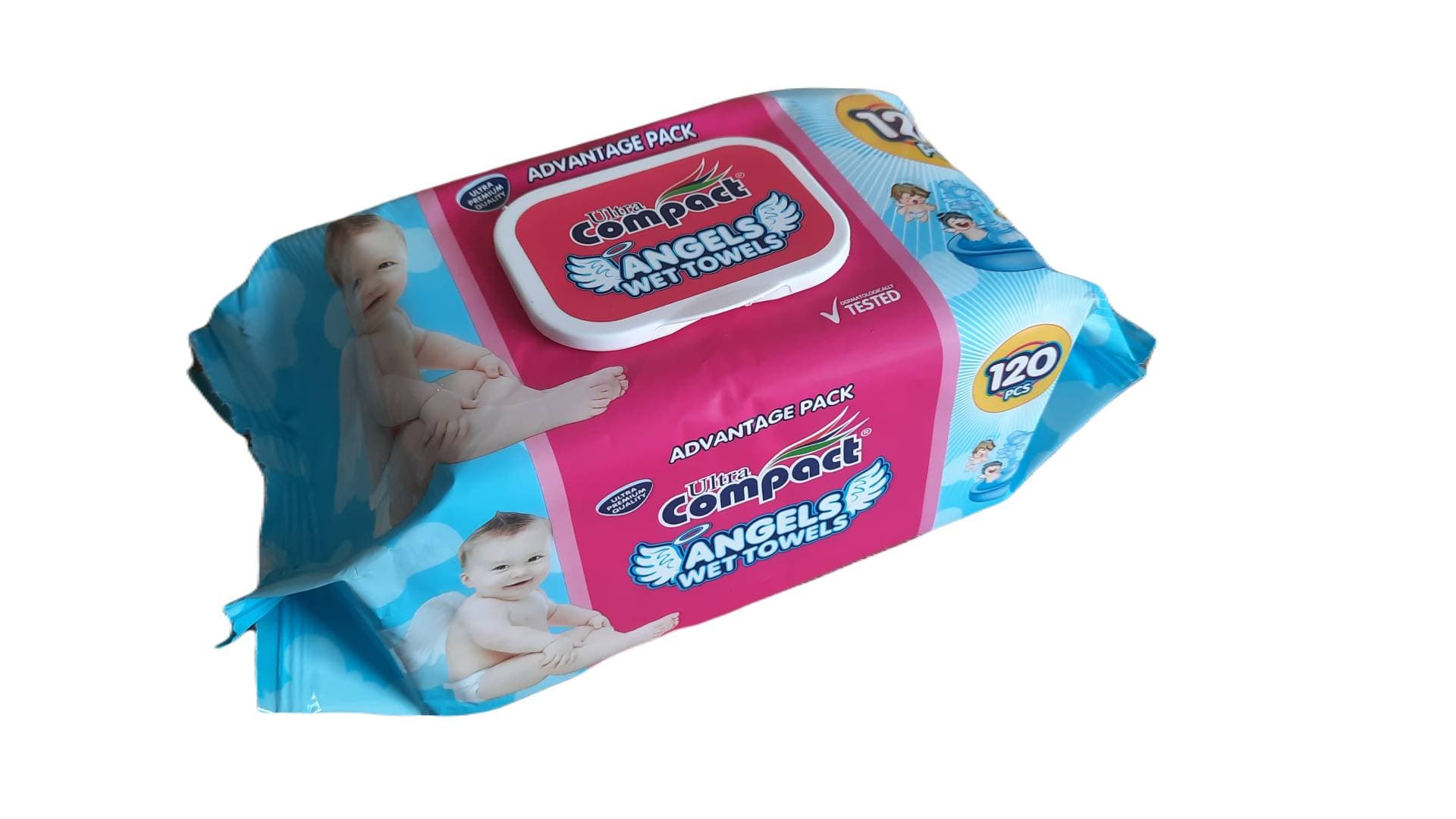 Servetele umede pentru bebelusi, cu capac, Ultra Compact Angels, 120 buc/set