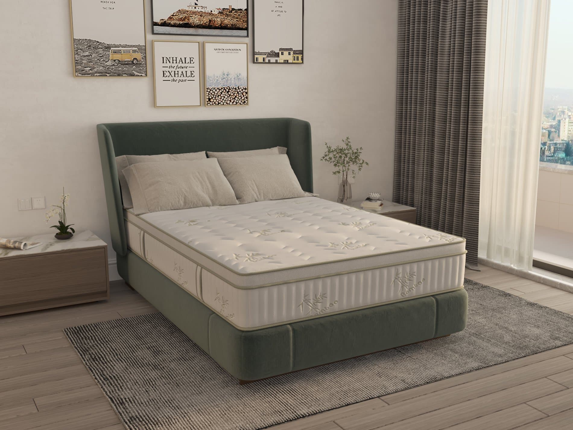 Saltea cu memorie si arcuri Bambus Super Confort Pocket Multilayer 140x200, inaltime 25 cm, husa matlasata, sistem 3D, manere, fermitate medie - 11