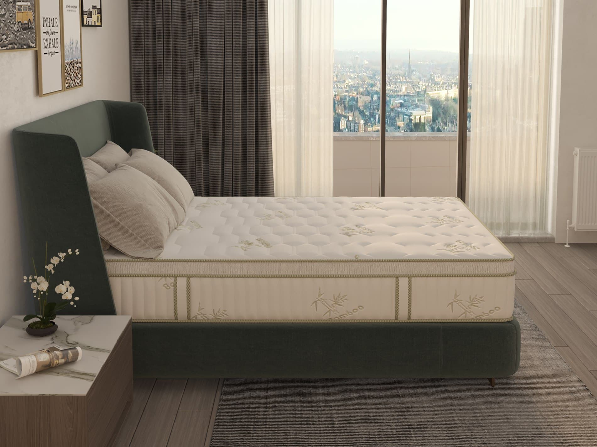 Saltea cu memorie si arcuri Bambus Super Confort Pocket Multilayer 140x200, inaltime 25 cm, husa matlasata, sistem 3D, manere, fermitate medie - 13