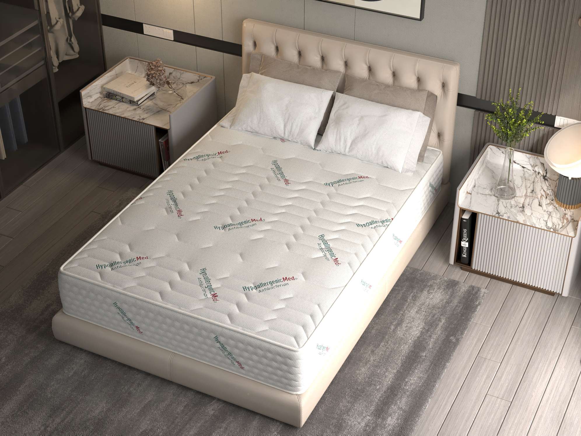 Saltea cu arcuri Pocket HypoallergenicMed® Safe Relax HoReCa 90x200, înălțime 25 cm, ortopedică, husă tratament antialergic, fermitate mediu-tare - 10