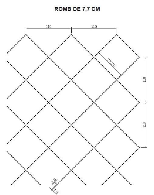 Matlaseu US, captuseala neagra, Fill 100 g/1.55 m, model romb 7.7 cm - 3