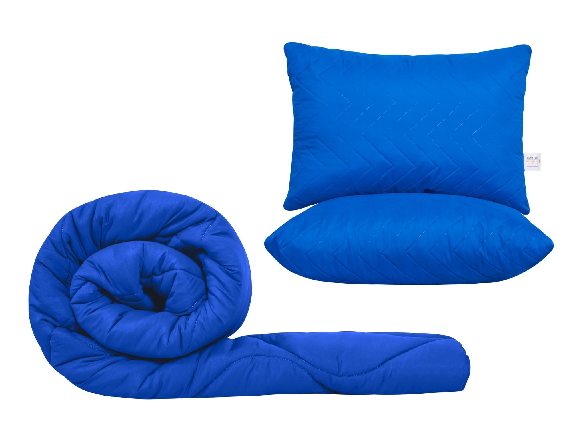 Set pilota 200x220cm, 250gsm + 2 perne UNI matlasate 50x70cm, albastru