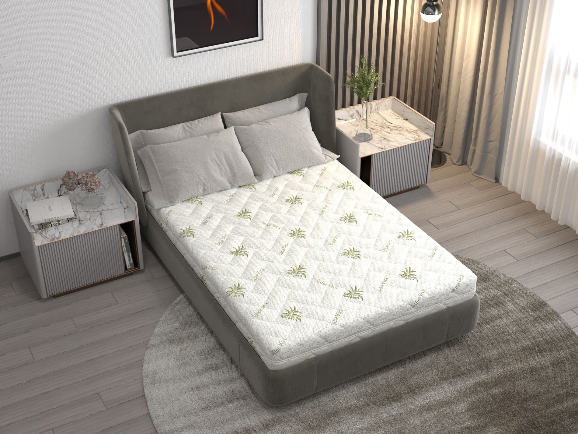 Saltea cu spumă poliuretanică Confort 4Family 90x190, înălțime 14 cm, cu Aloe Vera, husa lavabilă și detașabilă cu fermoar, fermitate medie - 3
