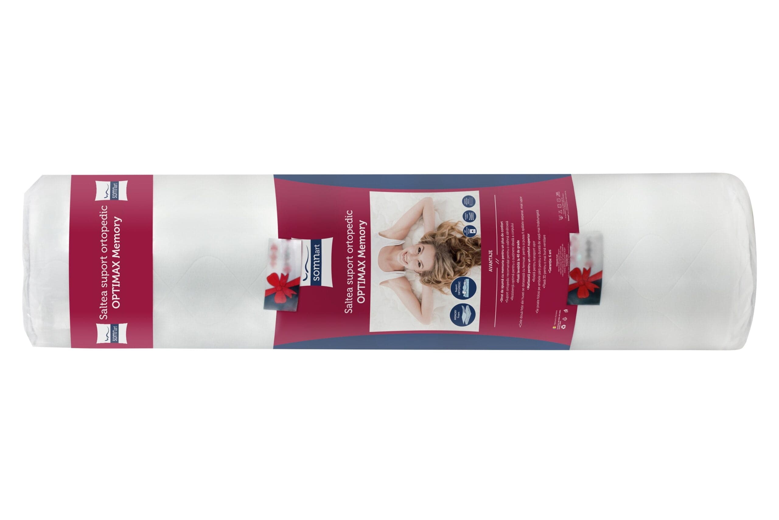 Saltea cu memorie Somnart Optimax Memory 90x200, inaltime 18cm, husa 3D detasabila si lavabila, rulata, cu manere, fermitate medie - 27