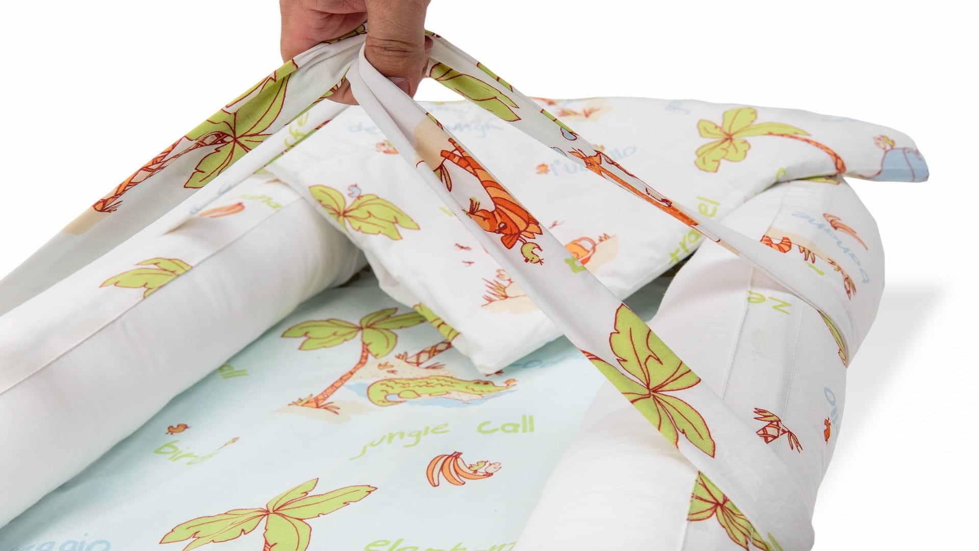Baby Nest Somnart: Cosulet bebelusi + Salteluta 42x84x2 cm + Paturica 70x70 cm model Jungle - 2