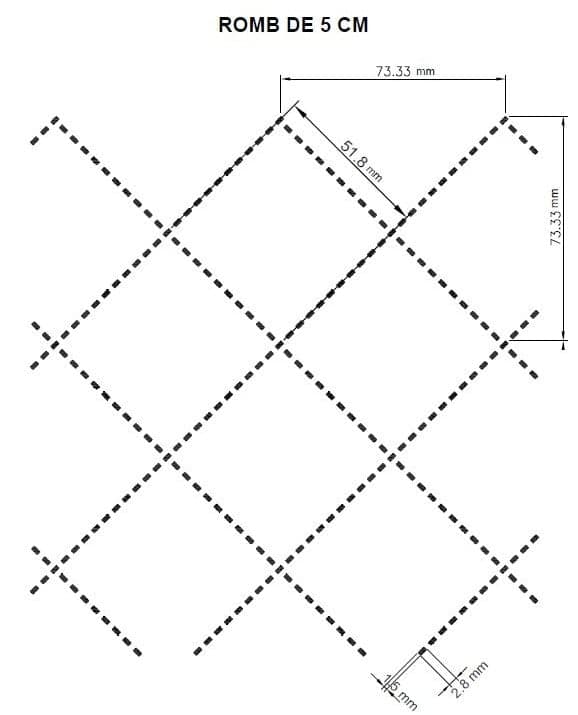 Captuseala matlasata cu ata, vata 200 gr/mp, latime 1,5 m, lungime 50 m, 75 mp, romb 5 cm, negru - 4