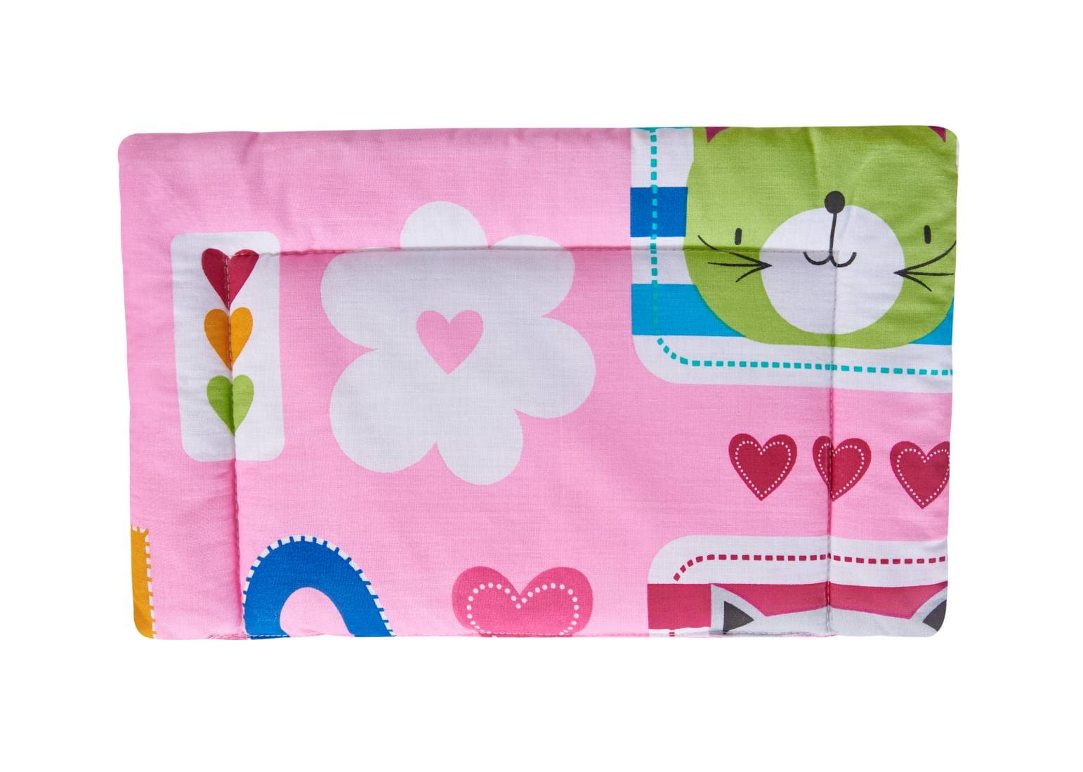 Lenjerie patut bebe, SomnART, cearceaf pat 60x120x10 cu elastic, cearceaf pilota 80x110, perna joasa 20x35, Pisicute - 3