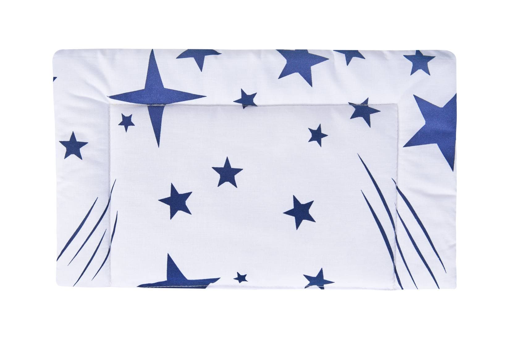 Lenjerie patut bebe, SomnART, cearceaf pat 60x120x10 cu elastic, cearceaf pilota 80x110, perna joasa 20x35, Stelute - 3